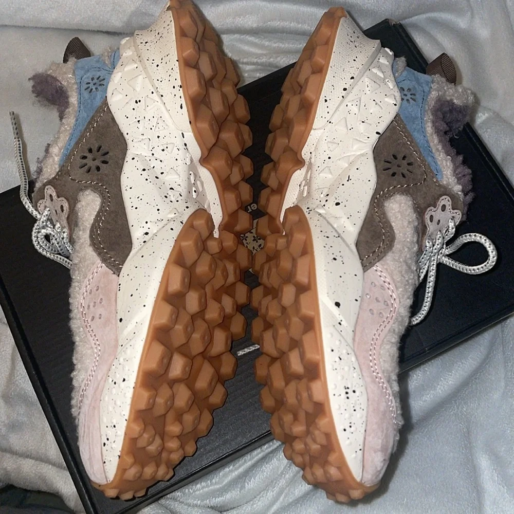 Flower Mountain KOTETSU Shearling and Suede Sneakers in Dove grey-Beige - Picture 13 of 16